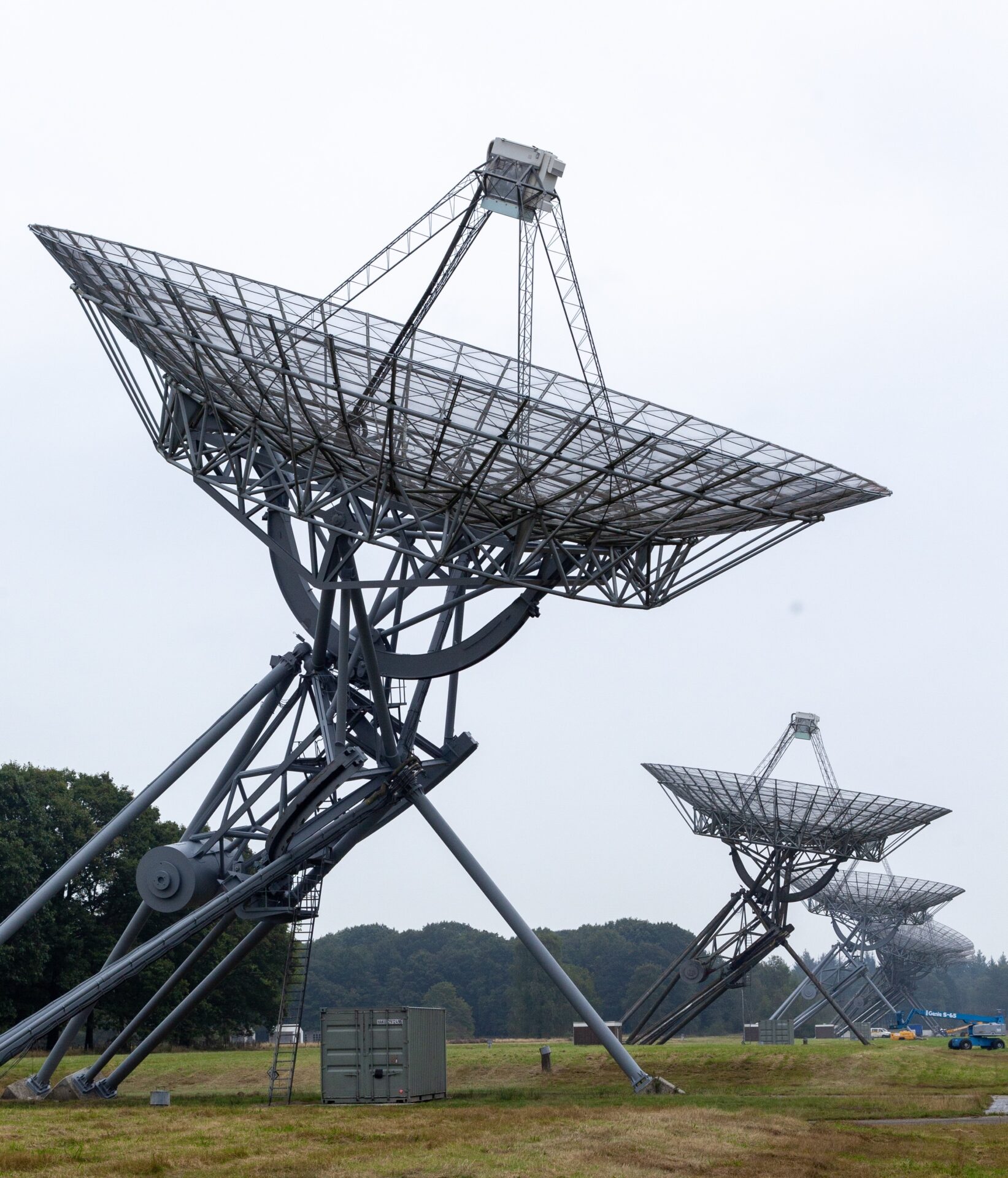 Low angle shot of a radio telescope near Westerbork in The Netherlands